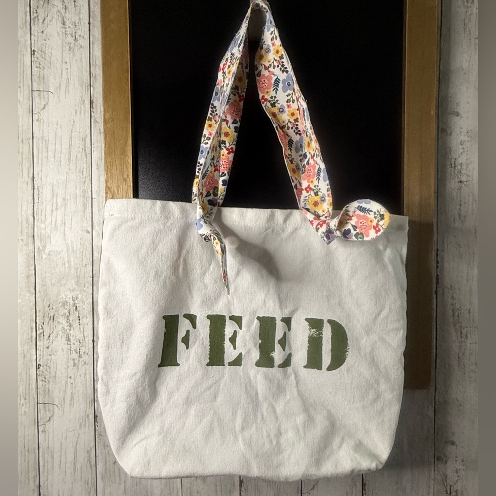 FEED 10 for Clarins Spring Summer Tote Bag, Green, White & Floral Recycled